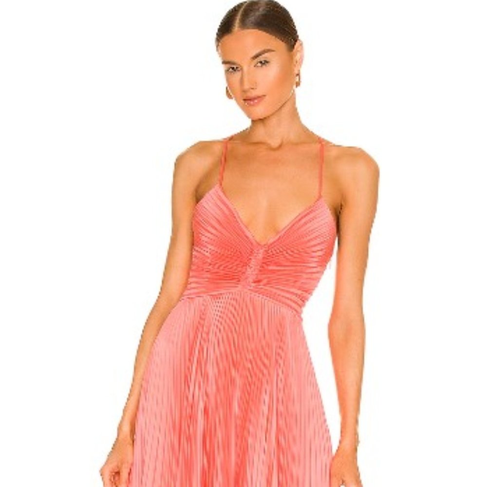 NWT - A.L.C. Aries Satin Pleated Maxi Dress - Size 6 - Maillot Coral